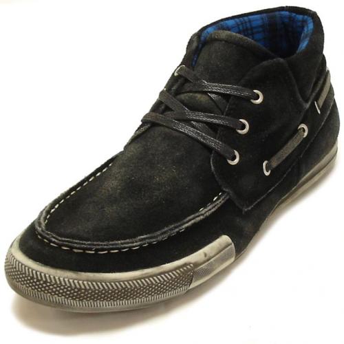Fiesso Black Genuine Leather Casual Sneakers FI2110